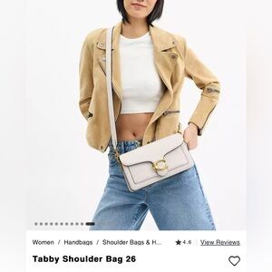 Tabby Shoulder Bag 26, color: Pebbled Leather/Brass/Chalk